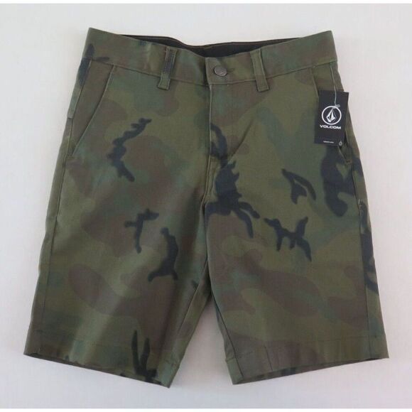 Volcom C0901900 GNCB Boy's Sz 26 (12) Camo Vmonty Stretch 17" Chino Shorts - Picture 1 of 4